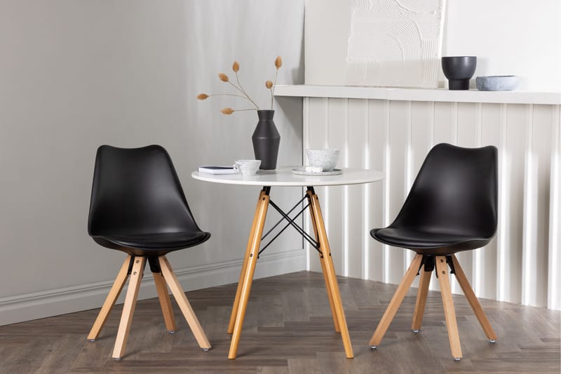 Danburi Matgrupp 60 cm Rund med 2 Zeno stolar - Svart - Möbler - Bord & matgrupper - Matgrupper