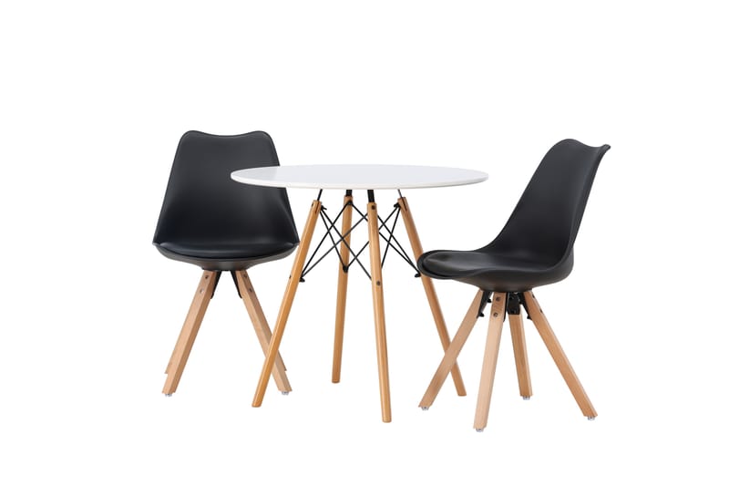 Danburi Matgrupp 60 cm Rund med 2 Zeno stolar - Svart - Möbler - Bord & matgrupper - Matgrupper