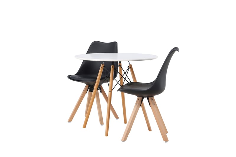 Danburi Matgrupp 60 cm Rund med 2 Zeno stolar - Svart - Möbler - Bord & matgrupper - Matgrupper