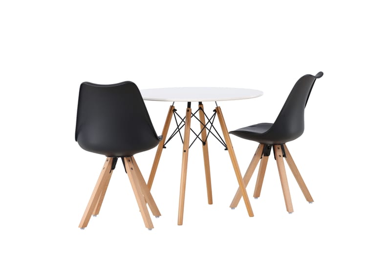 Danburi Matgrupp 60 cm Rund med 2 Zeno stolar - Svart - Möbler - Bord & matgrupper - Matgrupper