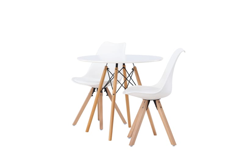 Danburi Matgrupp  60 cm Rund med 2 Zeno stolar - Vit - Möbler - Bord & matgrupper - Matgrupper