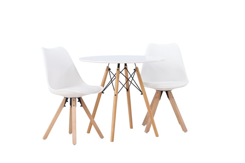 Danburi Matgrupp  60 cm Rund med 2 Zeno stolar - Vit - Möbler - Bord & matgrupper - Matgrupper
