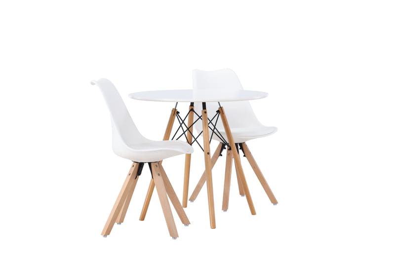 Danburi Matgrupp  60 cm Rund med 2 Zeno stolar - Vit - Möbler - Bord & matgrupper - Matgrupper