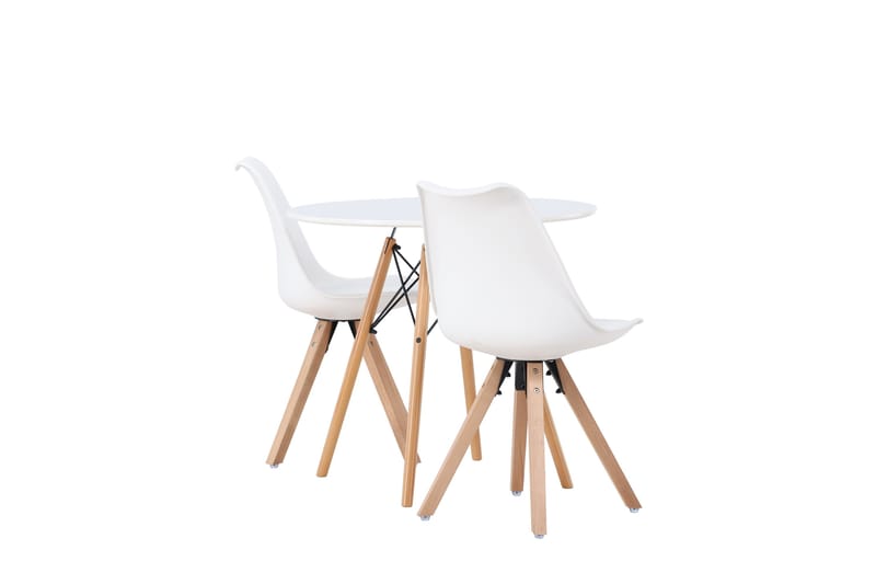 Danburi Matgrupp  60 cm Rund med 2 Zeno stolar - Vit - Möbler - Bord & matgrupper - Matgrupper