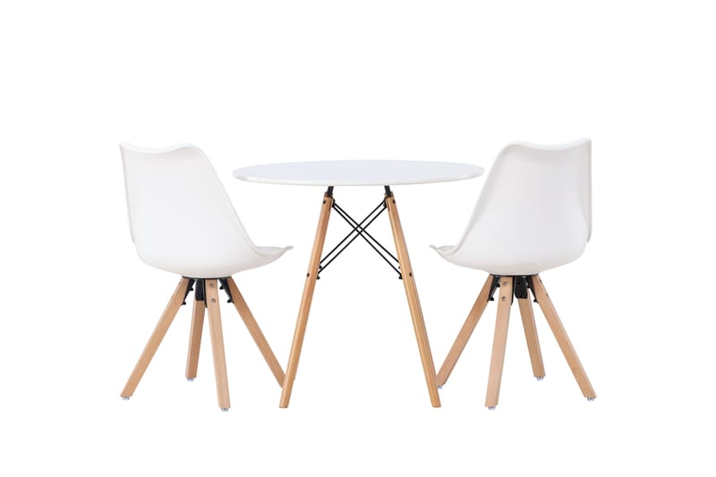 Danburi Matgrupp  60 cm Rund med 2 Zeno stolar - Vit - Möbler - Bord & matgrupper - Matgrupper