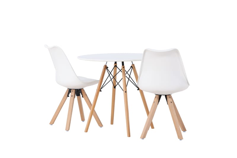 Danburi Matgrupp  60 cm Rund med 2 Zeno stolar - Vit - Möbler - Bord & matgrupper - Matgrupper
