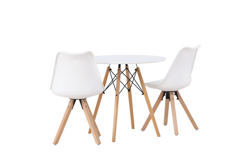 Danburi Matgrupp  60 cm Rund med 2 Zeno stolar - Vit - Möbler - Bord & matgrupper - Matgrupper