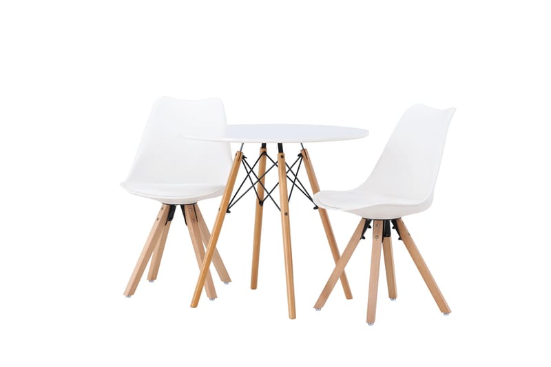 Danburi Matgrupp  60 cm Rund med 2 Zeno stolar - Vit - Möbler - Bord & matgrupper - Matgrupper