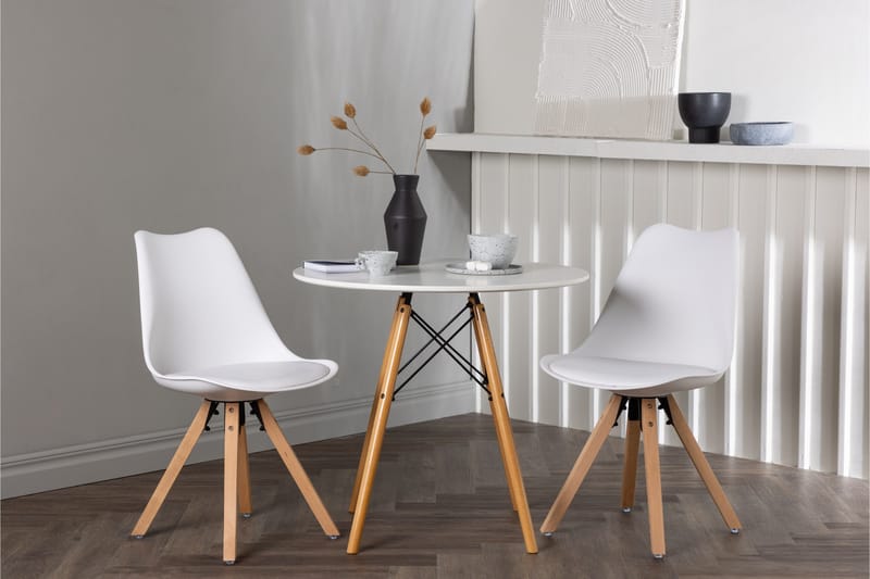 Danburi Matgrupp  60 cm Rund med 2 Zeno stolar - Vit - Möbler - Bord & matgrupper - Matgrupper