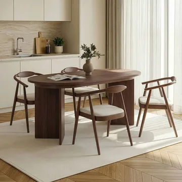 Dano Förlängningsbart Ovalt Matbord 160-200x90 cm i Trä med valnötsutseende - Brun - Möbler - Bord & matgrupper - Matbord & köksbord