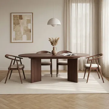 Dano Förlängningsbart Ovalt Matbord 160-200x90 cm i Trä med valnötsutseende - Brun - Möbler - Bord & matgrupper - Matbord & köksbord