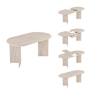Dano Förlängningsbart Ovalt Matbord 160-200x90 cm med Travertinutseende - Beige - Möbler - Bord & matgrupper - Matbord & köksbord