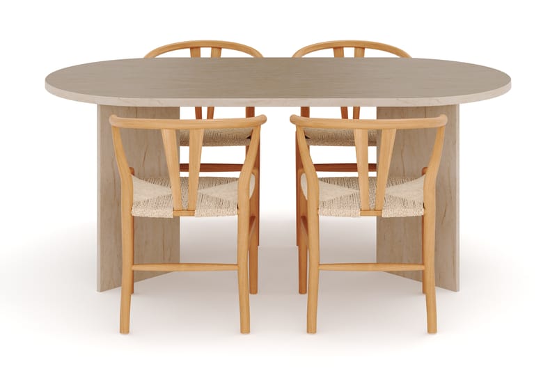 Dano Matbord 180 cm med 4 Dastoori Matstolar - Travertin / Natur - Möbler - Bord & matgrupper - Matgrupper