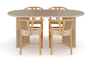 Dano Matbord 180 cm  med 4 Dastoori Matstolar - Travertin / Natur - Möbler - Bord & matgrupper - Matgrupper