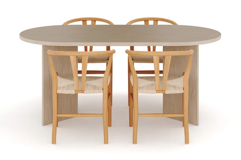 Dano Matbord 180 cm  med 4 Dastoori Matstolar - Travertin / Natur - Möbler - Bord & matgrupper - Matgrupper