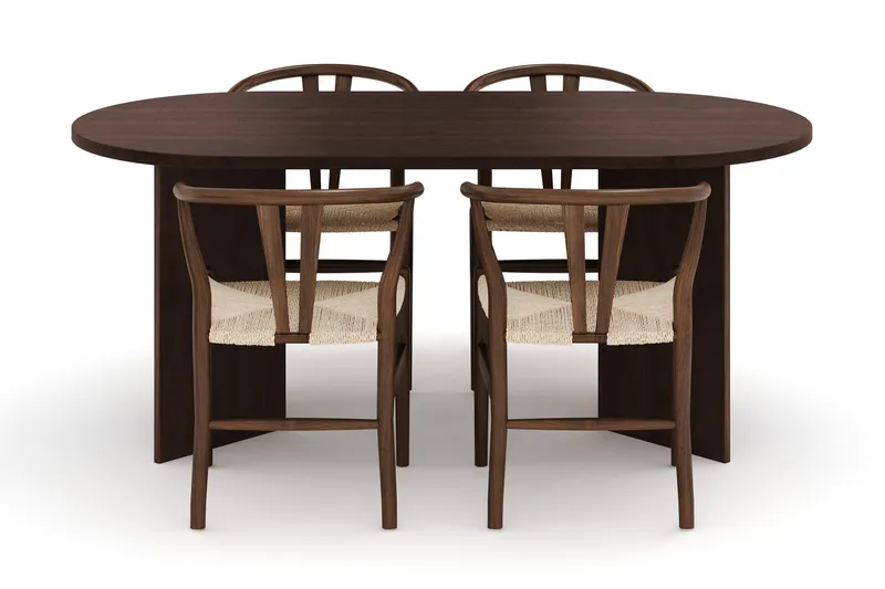 Dano Matbord 180 cm  med 4 Dastoori Matstolar - Valnöt - Möbler - Bord & matgrupper - Matgrupper