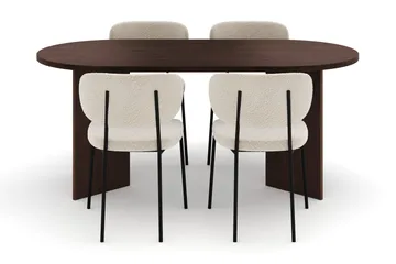 Dano Matbord 180 cm  med 4 Gemmiano Matstolar - Valnöt / Vit Bouclé - Möbler - Bord & matgrupper - Matgrupper