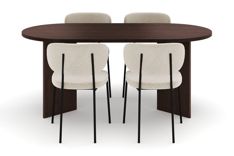 Dano Matbord 180 cm med 4 Gemmiano Matstolar - Valnöt / Vit Bouclé - Möbler - Bord & matgrupper - Matgrupper