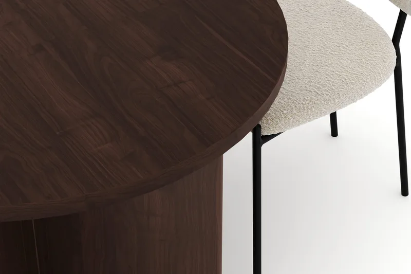 Dano Matbord 180 cm  med 4 Gemmiano Matstolar - Valnöt / Vit Bouclé - Möbler - Bord & matgrupper - Matgrupper