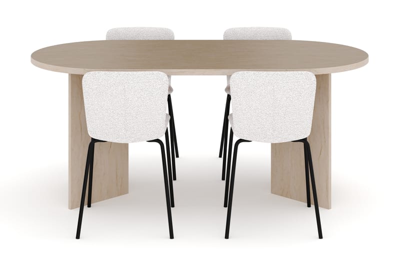 Dano Matbord 180 cm med 4 Katy Matstolar - Travertin / Vit - Möbler - Bord & matgrupper - Matgrupper