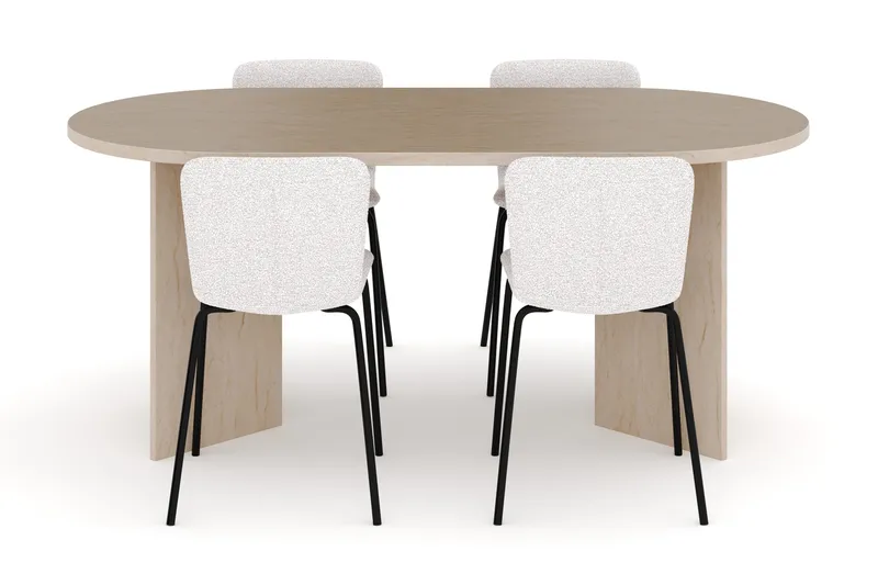 Dano Matbord 180 cm  med 4 Katy Matstolar - Travertin / Vit - Möbler - Bord & matgrupper - Matgrupper