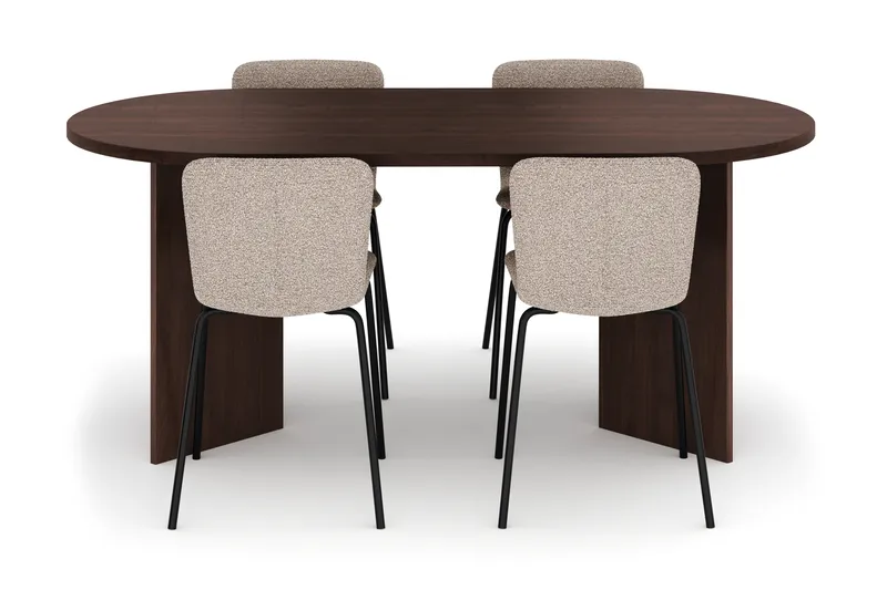 Dano Matbord 180 cm med 4 Katy Matstolar - Valnöt / Greige - Möbler - Bord & matgrupper - Matgrupper