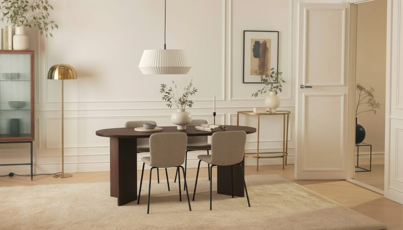 Dano Matbord 180 cm med 4 Katy Matstolar - Valnöt / Greige - Möbler - Bord & matgrupper - Matgrupper