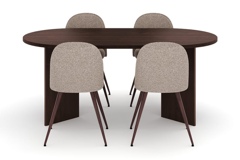 Dano Matbord 180 cm med 4 Nibe Plus Matstolar - Valnöt / Greige - Möbler - Bord & matgrupper - Matgrupper