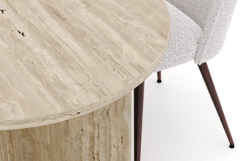 Dano Matbord 180 cm med 4 Nibe Plus Matstolar - Travertin / Vit - Möbler - Bord & matgrupper - Matgrupper