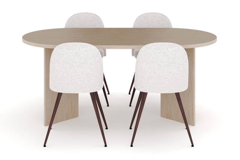 Dano Matbord 180 cm med 4 Nibe Plus Matstolar - Travertin / Vit - Möbler - Bord & matgrupper - Matgrupper
