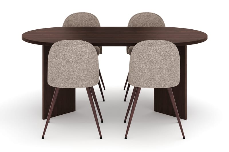 Dano Matbord 180 cm  med 4 Nibe Plus Matstolar - Valnöt / Greige - Möbler - Bord & matgrupper - Matgrupper