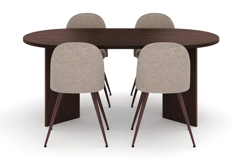 Dano Matbord 180 cm  med 4 Nibe Plus Matstolar - Valnöt / Greige - Möbler - Bord & matgrupper - Matgrupper