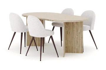 Dano Matbord 180 cm  med 4 Nibe Plus Matstolar - Travertin / Vit - Möbler - Bord & matgrupper - Matgrupper