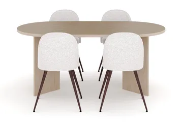 Dano Matbord 180 cm  med 4 Nibe Plus Matstolar - Travertin / Vit - Möbler - Bord & matgrupper - Matgrupper