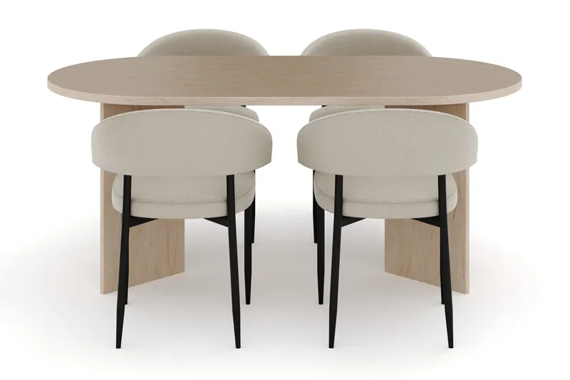 Dano Matbord 180 cm  med 4 Sawako Matstolar - Travertin / Beige - Möbler - Bord & matgrupper - Matgrupper