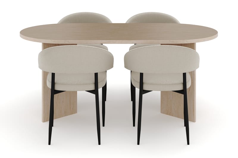 Dano Matbord 180 cm med 4 Sawako Matstolar - Travertin / Beige - Möbler - Bord & matgrupper - Matgrupper