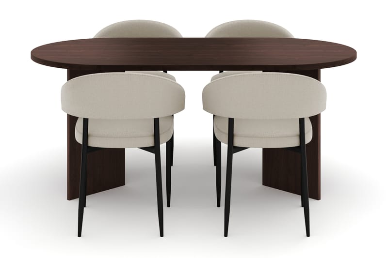 Dano Matbord 180 cm med 4 Sawako Matstolar - Valnöt / Beige - Möbler - Bord & matgrupper - Matgrupper