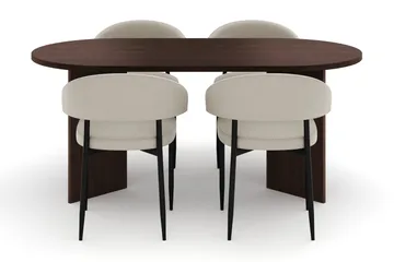 Dano Matbord 180 cm  med 4 Sawako Matstolar - Valnöt / Beige - Möbler - Bord & matgrupper - Matgrupper
