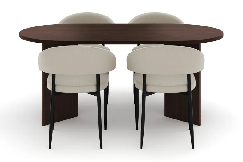 Dano Matbord 180 cm  med 4 Sawako Matstolar - Valnöt / Beige - Möbler - Bord & matgrupper - Matgrupper