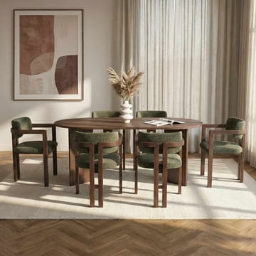 Dano Matbord 180 cm med 6 Bonavista Stolar - Milano Walnut, Dark Walnut, Green - Möbler - Bord & matgrupper - Matgrupper