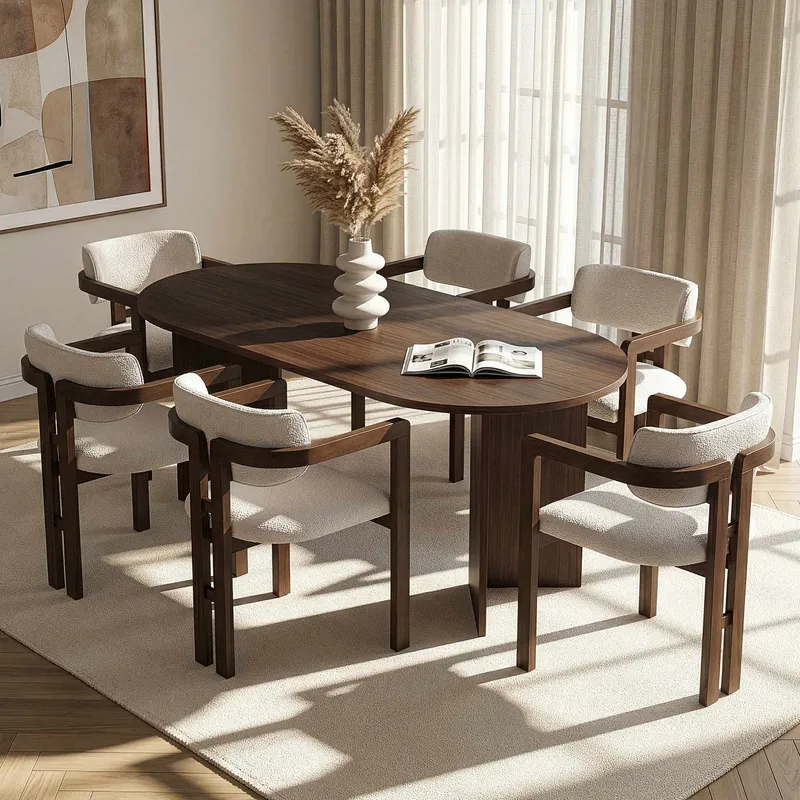 Dano Matbord 180 cm med 6 Bonavista Stolar - Milano Walnut, Dark Walnut, vit - Möbler - Bord & matgrupper - Matgrupper