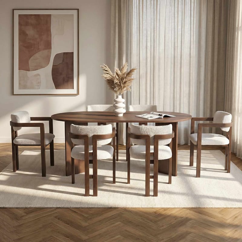 Dano Matbord 180 cm med 6 Bonavista Stolar - Milano Walnut, Dark Walnut, vit - Möbler - Bord & matgrupper - Matgrupper