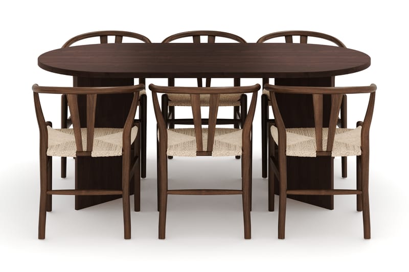 Dano Matbord 180 cm med 6 Dastoori Matstolar - Valnöt - Möbler - Bord & matgrupper - Matgrupper