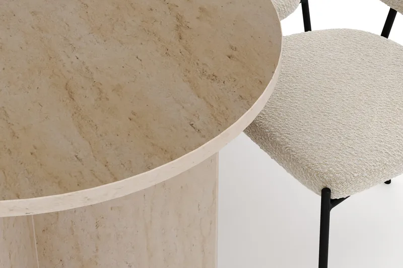 Dano Matbord 180 cm  med 6 Gemmiano Matstolar - Travertin / Vit Bouclé - Möbler - Bord & matgrupper - Matgrupper