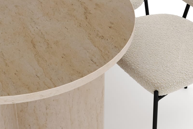 Dano Matbord 180 cm med 6 Gemmiano Matstolar - Travertin / Vit Bouclé - Möbler - Bord & matgrupper - Matgrupper