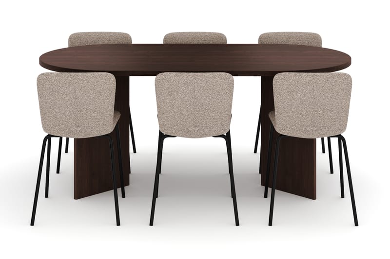 Dano Matbord 180 cm med 6 Katy Matstolar - Valnöt / Greige - Möbler - Bord & matgrupper - Matgrupper