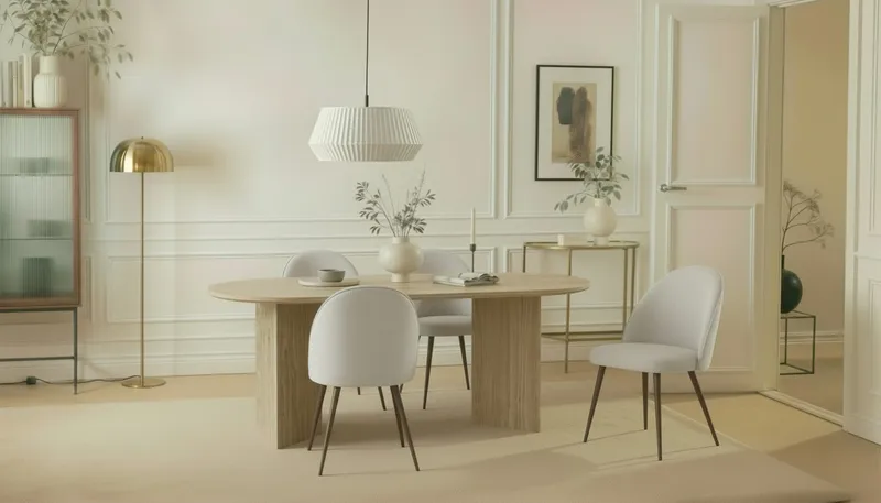 Dano Matbord 180 cm  med 6 Nibe Plus Matstolar - Travertin / Vit - Möbler - Bord & matgrupper - Matgrupper