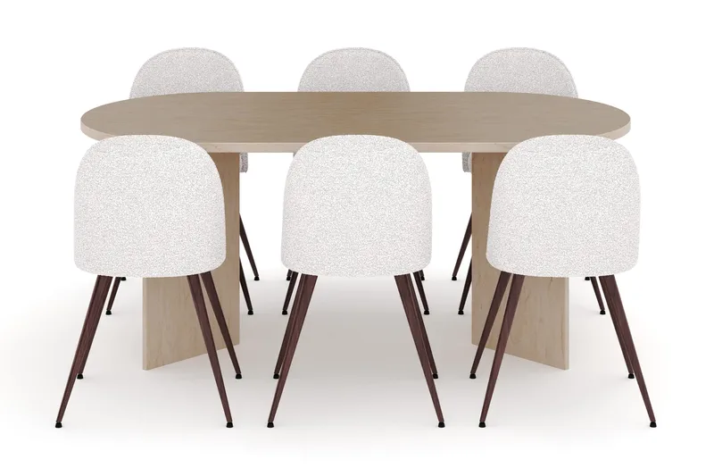 Dano Matbord 180 cm  med 6 Nibe Plus Matstolar - Travertin / Vit - Möbler - Bord & matgrupper - Matgrupper