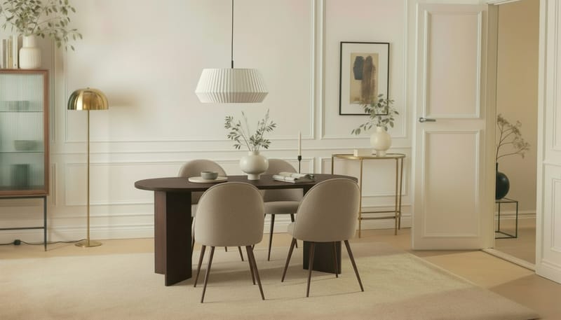 Dano Matbord 180 cm med 6 Nibe Plus Matstolar - Valnöt / Greige - Möbler - Bord & matgrupper - Matgrupper