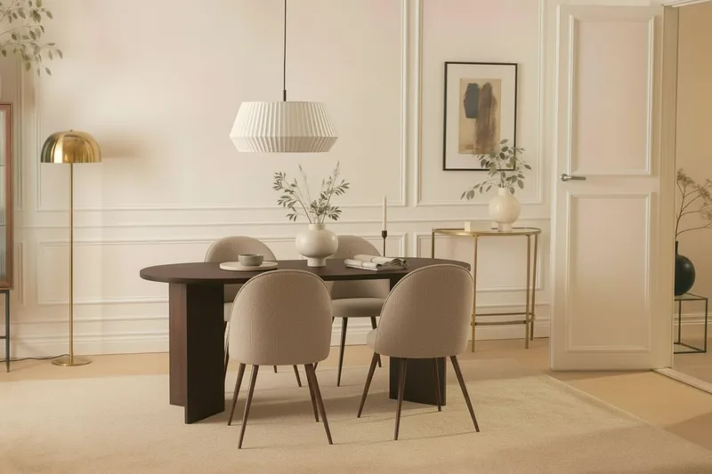 Dano Matbord 180 cm med 6 Nibe Plus Matstolar - Valnöt / Greige - Möbler - Bord & matgrupper - Matgrupper